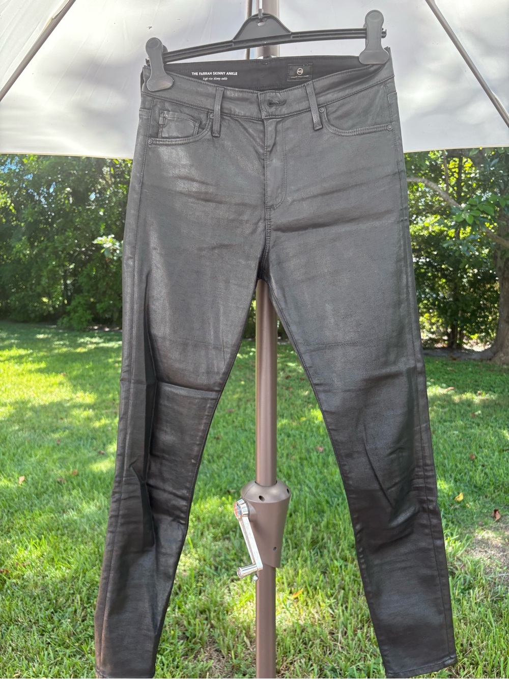 AG Adriano Goldschmied Farrah Skinny Ankle Jeans 28R Black Coated High Rise